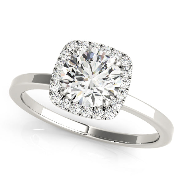 Nicke Halo Solitaire Engagement Ring in Round White Gold