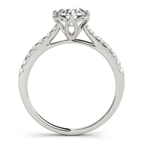 Diva Nature Inspired Pave Engagement Ring in Round White Gold