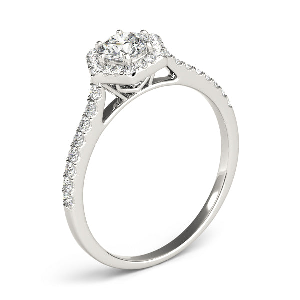 Kent Halo Pave Engagement Ring in Round White Gold
