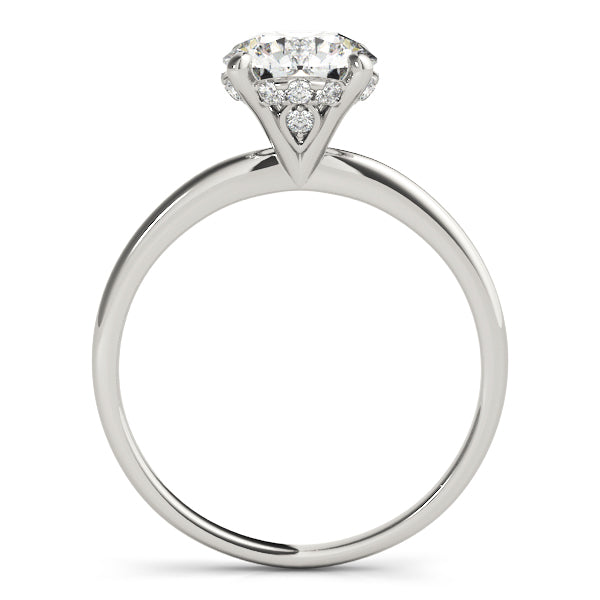 Stella Feather Thin Hidden Halo Engagement Ring in Round White Gold