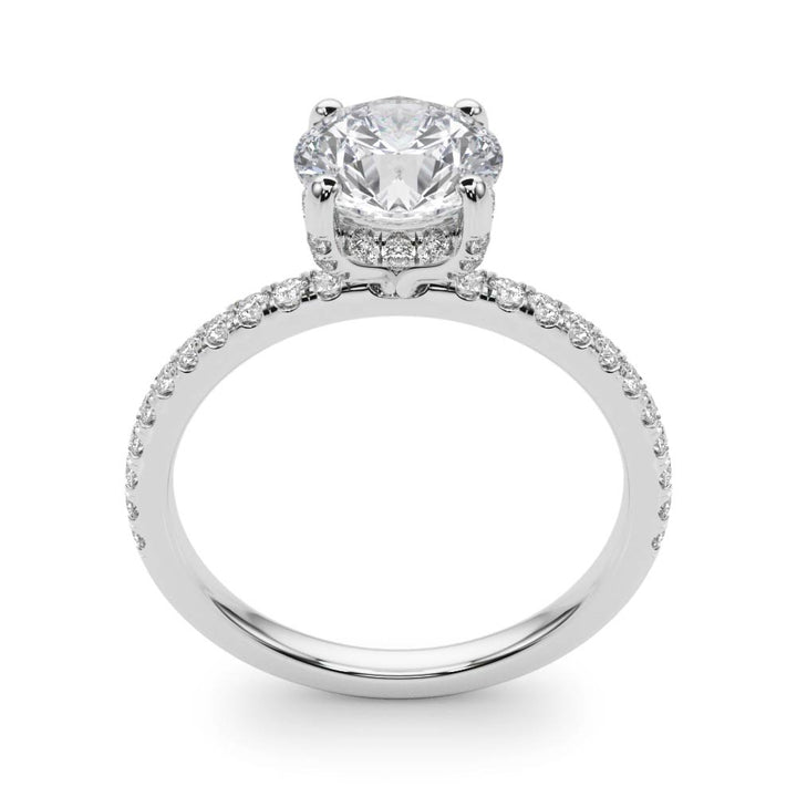 Xaviar Pave Basket Halo Engagement Ring in Round White Gold