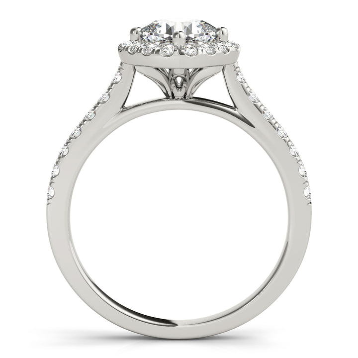 Fradia Tapered Pave Engagement Ring in Cushion White Gold