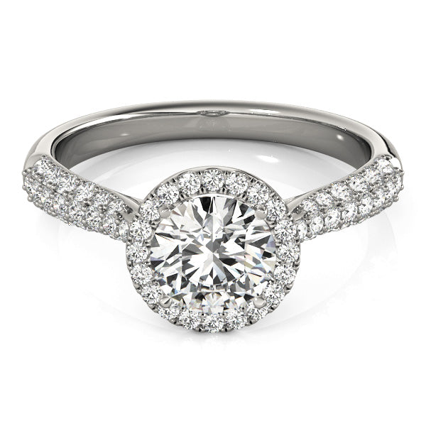 Haley Halo Engagement Ring in Round White Gold