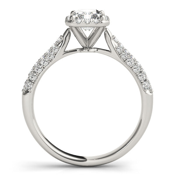 Dallas Halo Engagement Ring in Emerald White Gold