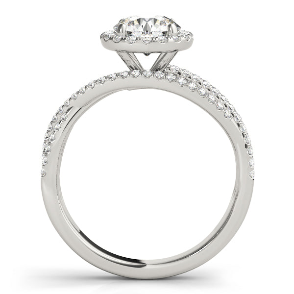 Flora Halo Multirow Engagement Ring in Round White Gold