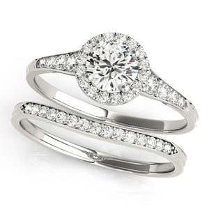 Lee Single Row Halo Engagement Ring