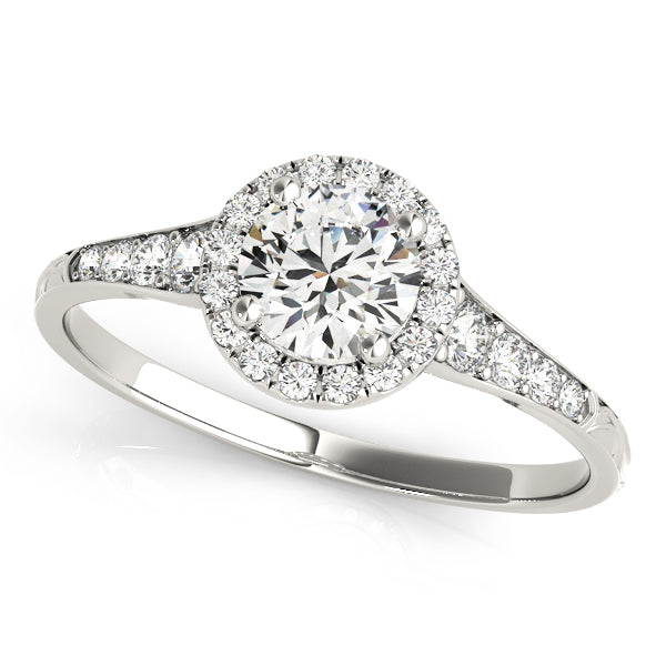 Lee Single Row Halo Engagement Ring