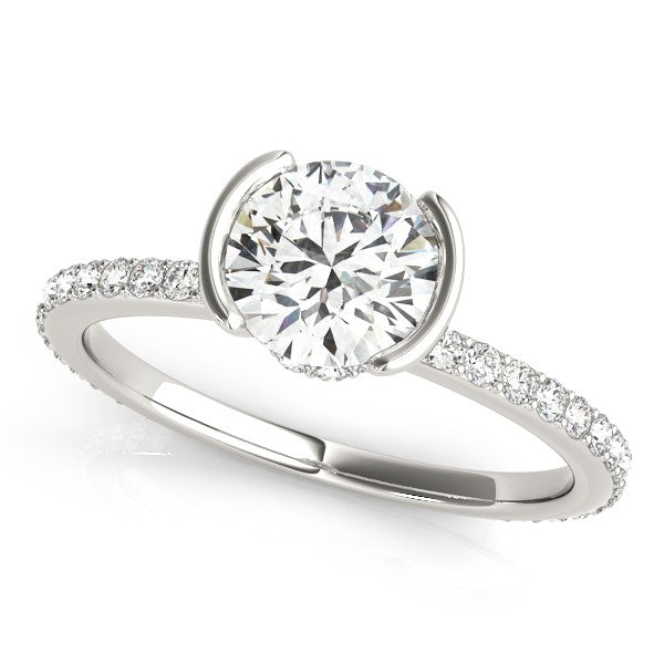 Harry Bezel Pave Engagement Ring in Round White Gold