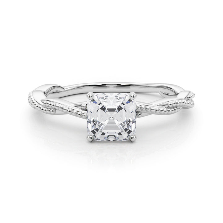 Tia Twisted Engagement Ring in Round White Gold