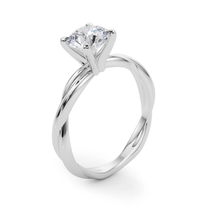 Alma Twisted Shank Engagement Ring in Round White Gold