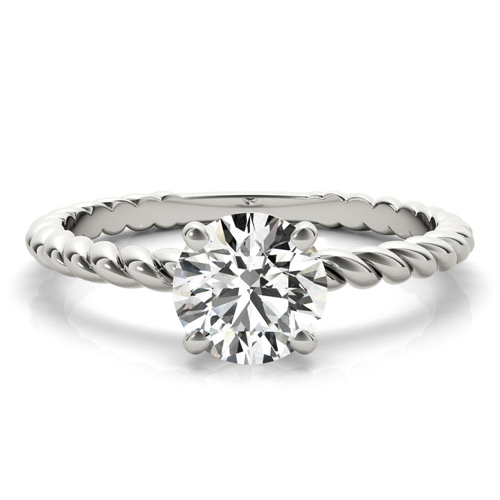 Butter Twisted Shank Engagement Ring in Round White Gold