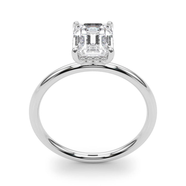 Prisa Hidden Halo Emerald Engagement Ring in Emerald White Gold