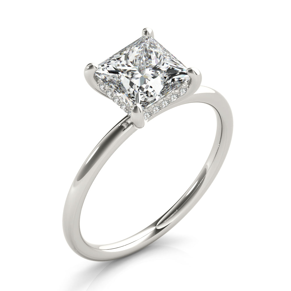 Yearl Hidden Halo With Squared Diamond Engagement Ring