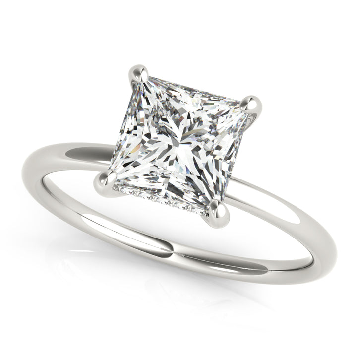 Rout Princess Cut Hidden Halo Engagement Ring