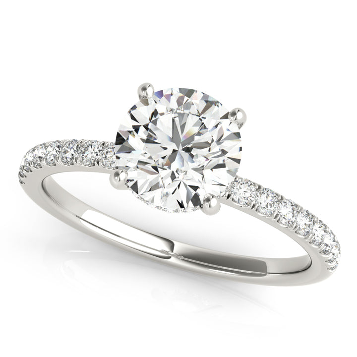 Naina Hidden Halo Pave Engagement Ring in Round White Gold