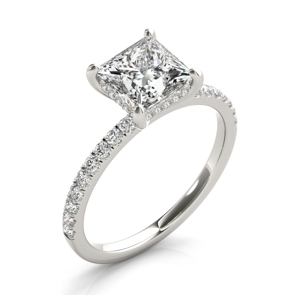 Rave Princess Cut Pave Engagement Ring