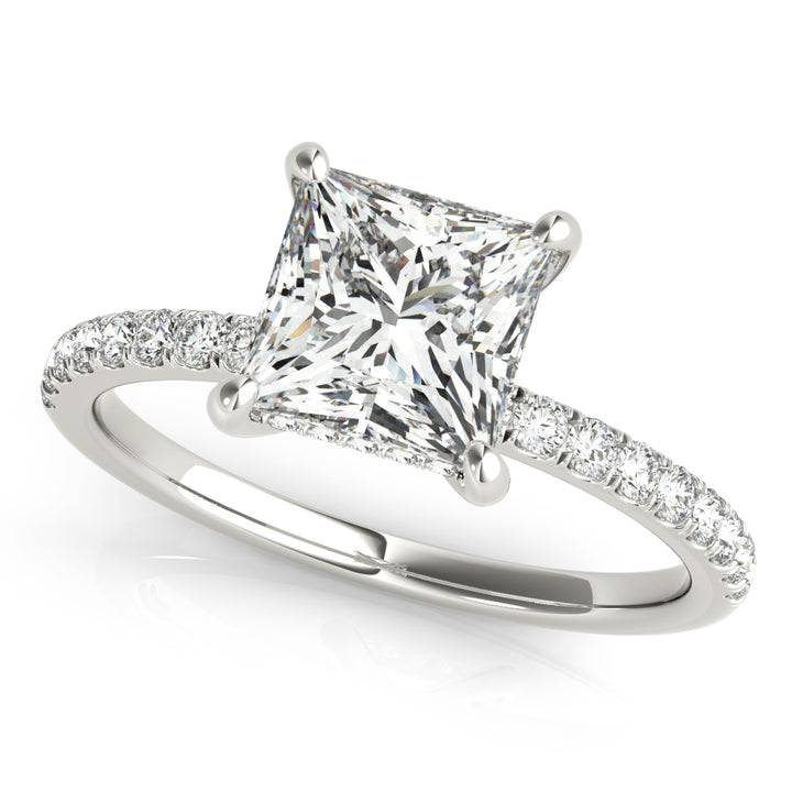 Rave Princess Cut Pave Engagement Ring