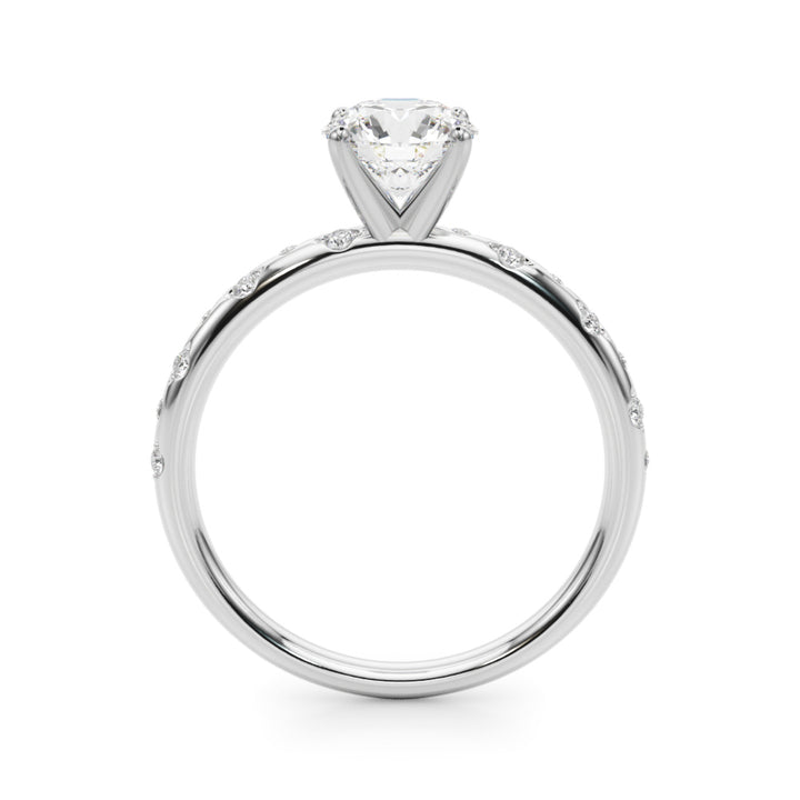 Ava Radiant Side Stone Bezel Engagement Ring in Round White Gold