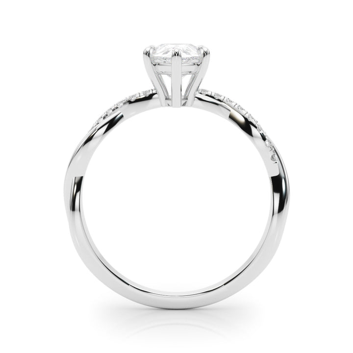 August Twisted Pave Engagement Ring in Pear White Gold
