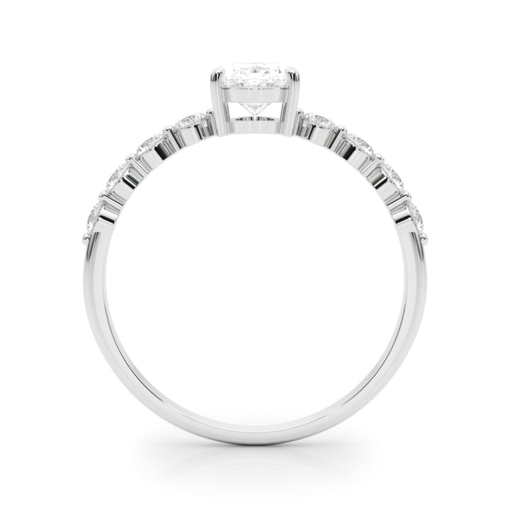 Kinslee Side Stone Oval Engagement Ring in White Gold