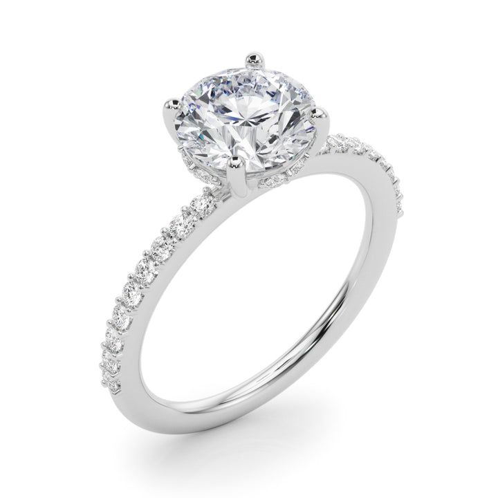 Briss Hidden Halo Engagement Ring in Round White Gold