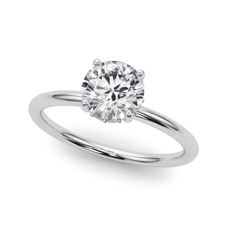 Frido Hidden Halo Engagement Ring in Round White Gold