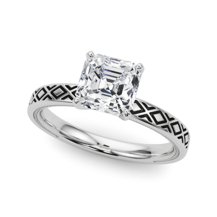 Linen Vintage Xo Engagement Ring in Round White Gold