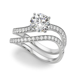 Coral Twisted Pave Engagement Ring