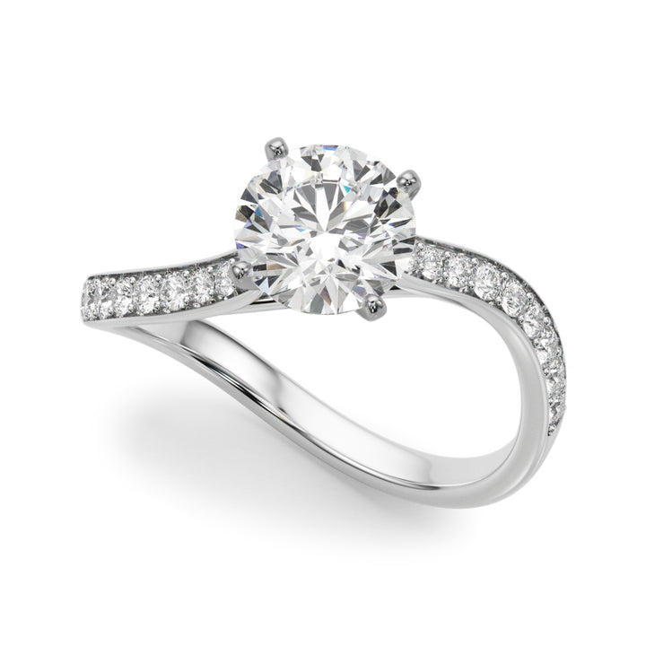 Coral Twisted Pave Engagement Ring