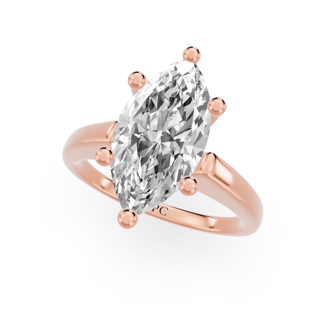 Grandeur Solitaire Engagement Rings in Marquise Rose Gold