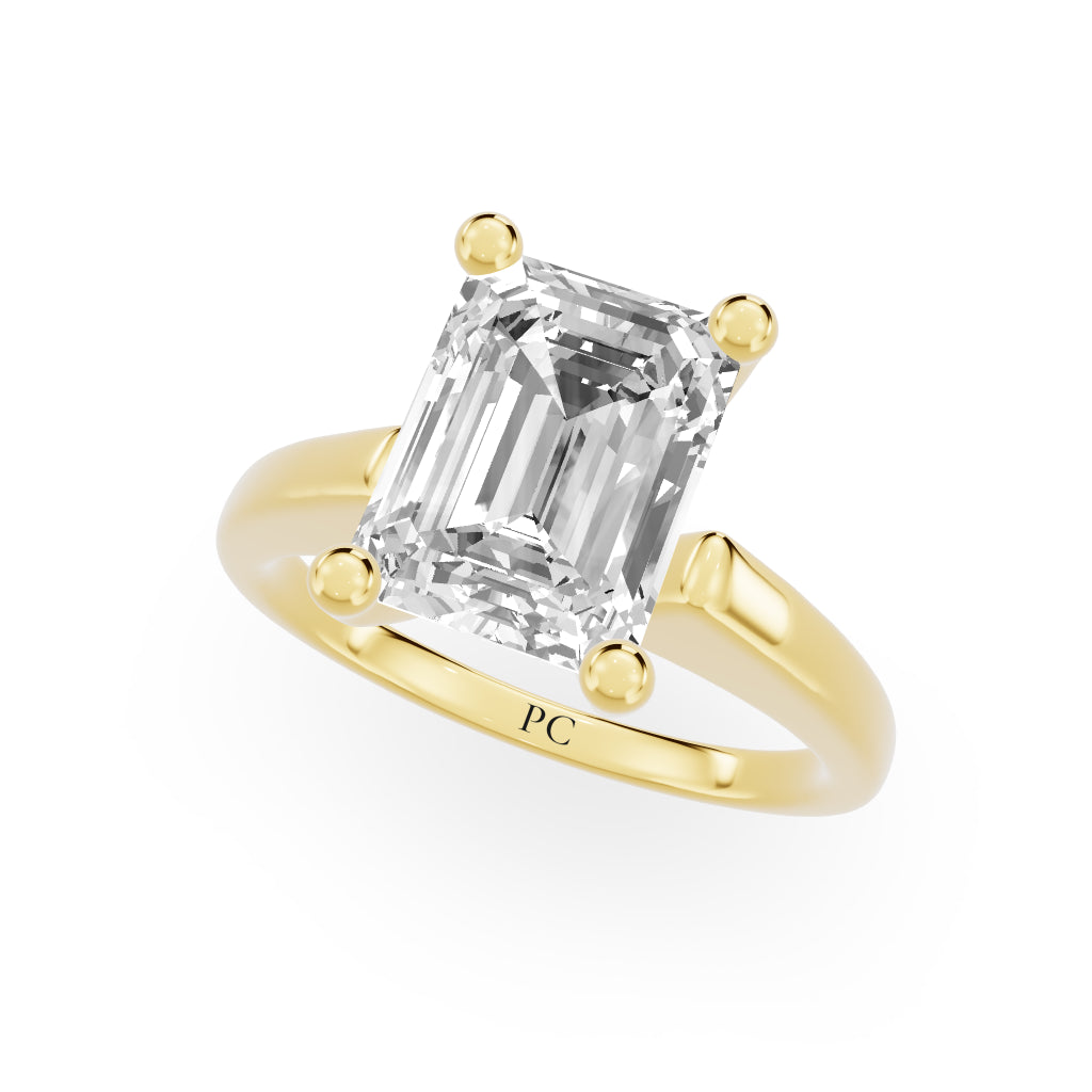 Grandeur Solitaire Engagement Rings in Emerald Yellow Gold