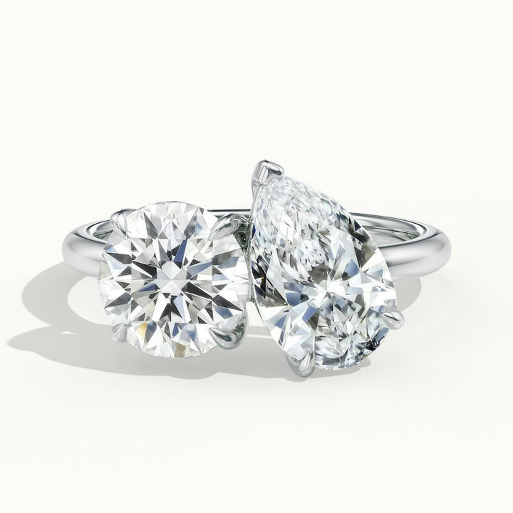 Liora Toi-et-Moi Engagement Ring in 10K Round White Gold