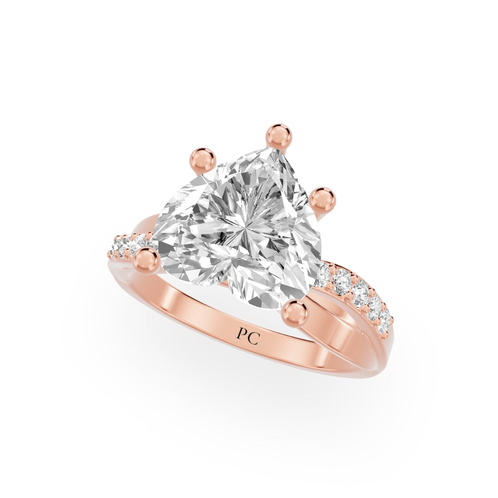 Celeste Vintage Engagement Rings in Heart Rose Gold