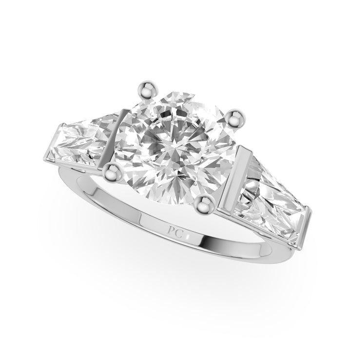 Ezra Three Stone Trillion Engagement Ring