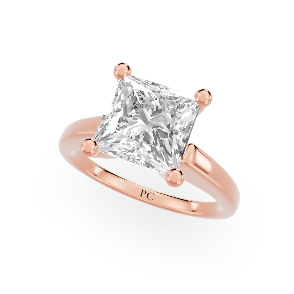Grandeur Solitaire Engagement Rings in Princess Rose Gold