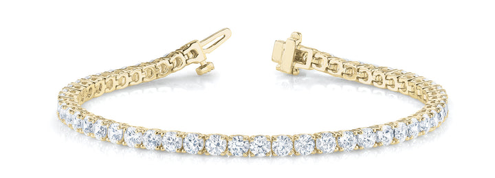 Pia In Line Prong Set Bracelet in Yellow Gold