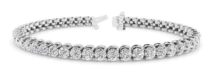 Stripe Two Prong Inline Bracelet in Platinum