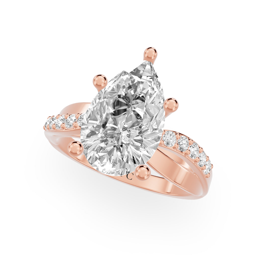 Celeste Vintage Engagement Rings in Pear Rose Gold