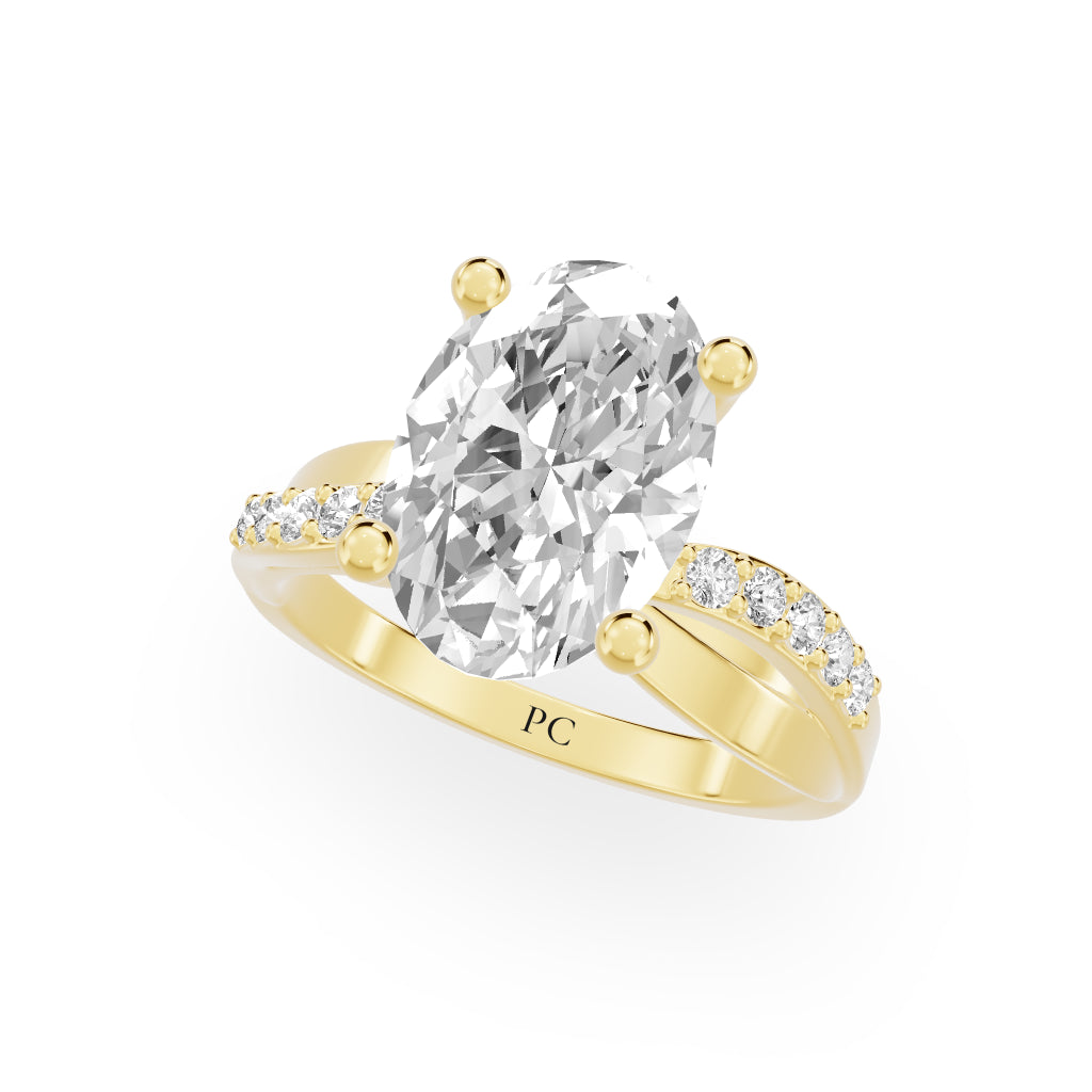 Celeste Vintage Engagement Rings in Oval Yellow Gold