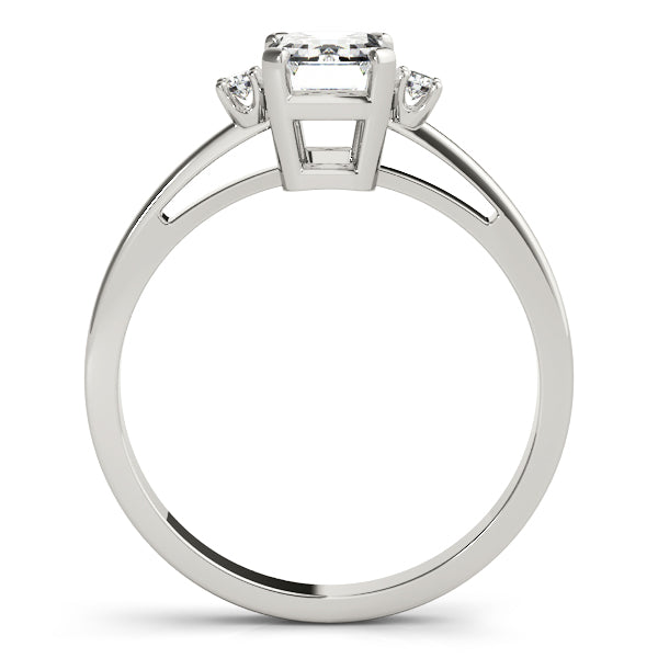 Drew Three Stone Emerald Engagement Ring in Emerald White Gold