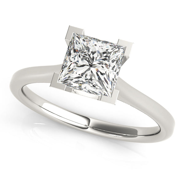 Sara Classic Bezel Solitaire Engagement Ring in Princess White Gold