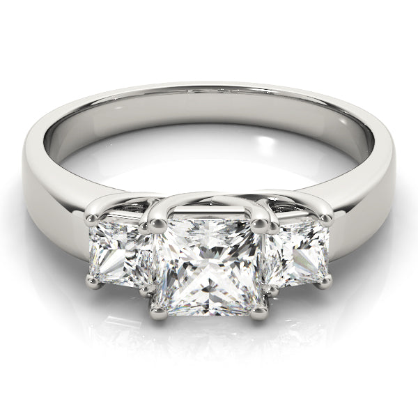Lite Three Stone Princess Cut Engagement Ring