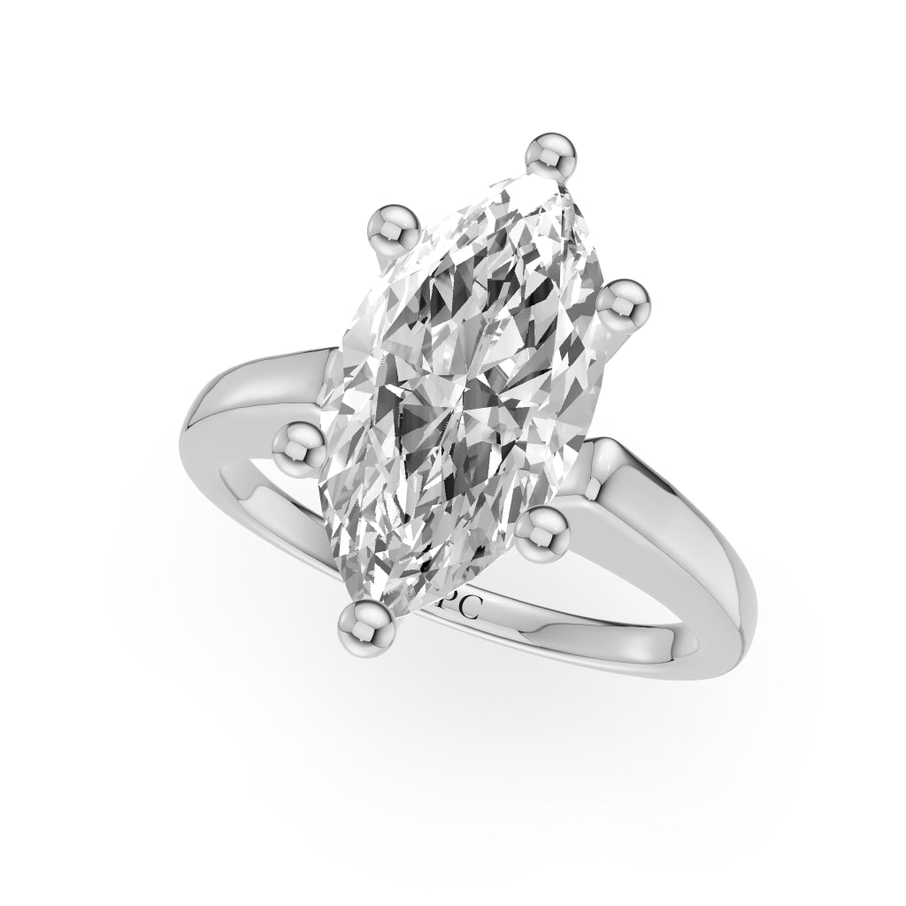 Grandeur Solitaire Engagement Rings in Marquise White Gold