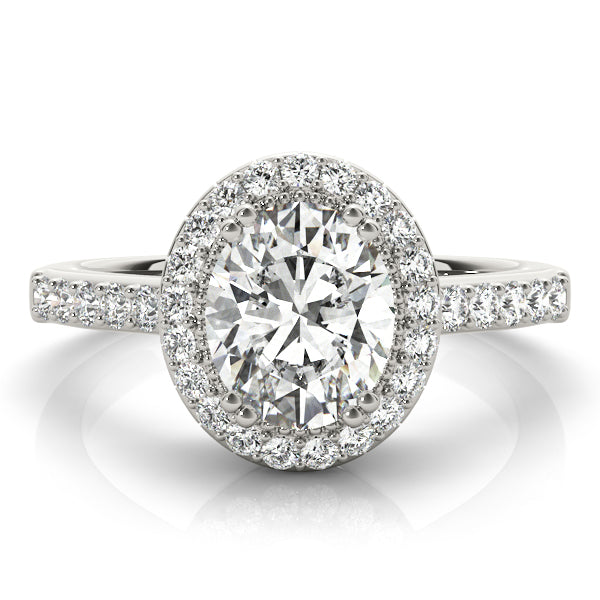 Willow Halo Pave Engagement Ring in Oval White Gold