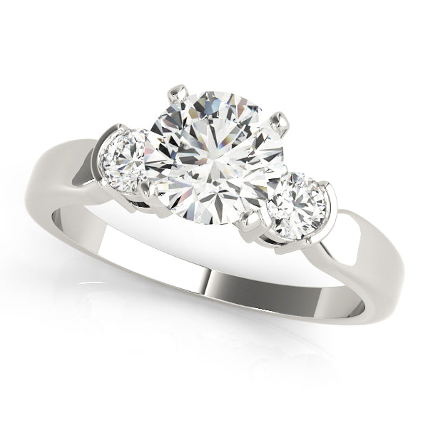 Estly Three Stone Bezel Engagement Ring in Heart Rose Gold