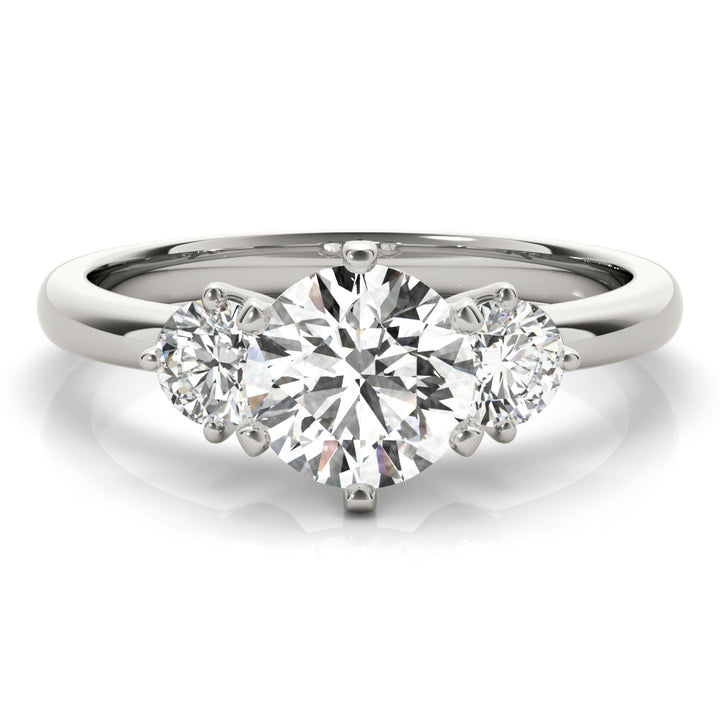 May Three Stone Engagement Ring in Heart Rose Gold