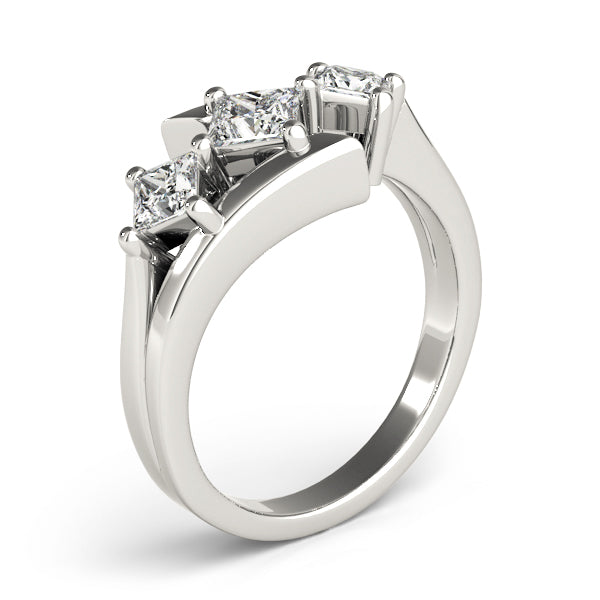 Lavender Three Stone Princess Twisted Engagement Ring