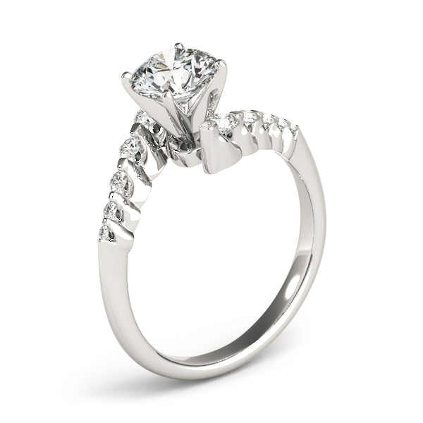 George Side Stone Bypass Engagement Ring in Round White Gold