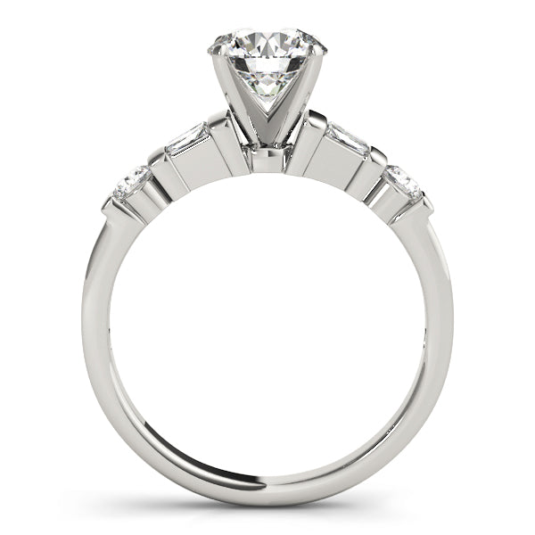 Kiana Side Stone Engagement Ring in Round White Gold