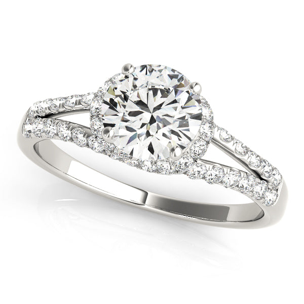 Pait Twisted Pave Engagement Ring in Round White Gold